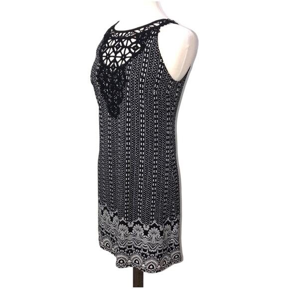 White House Black Market Crochet-Neck Printed Knit Shift Dress Small NWT - Picture 5 of 10